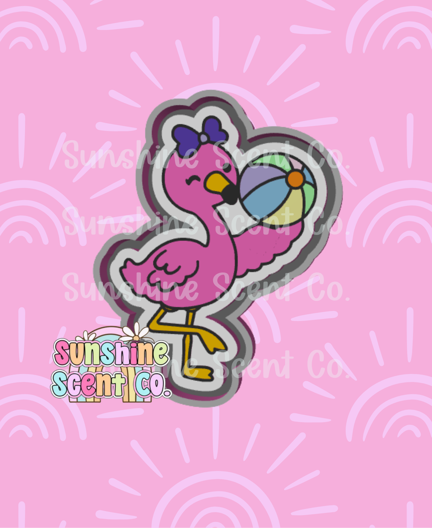 Flamingo with Beach Ball Freshie Mold