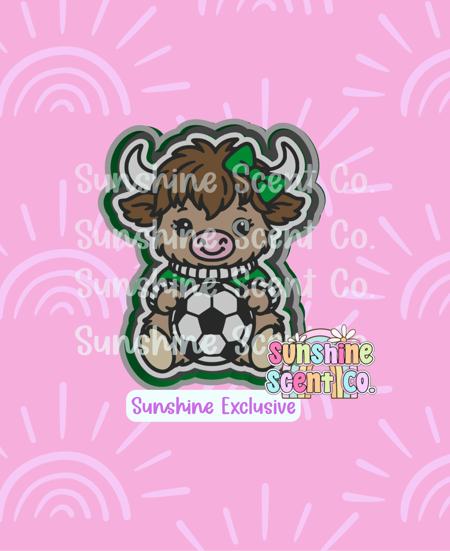 Highland Cow holding Soccer Ball Freshie Mold