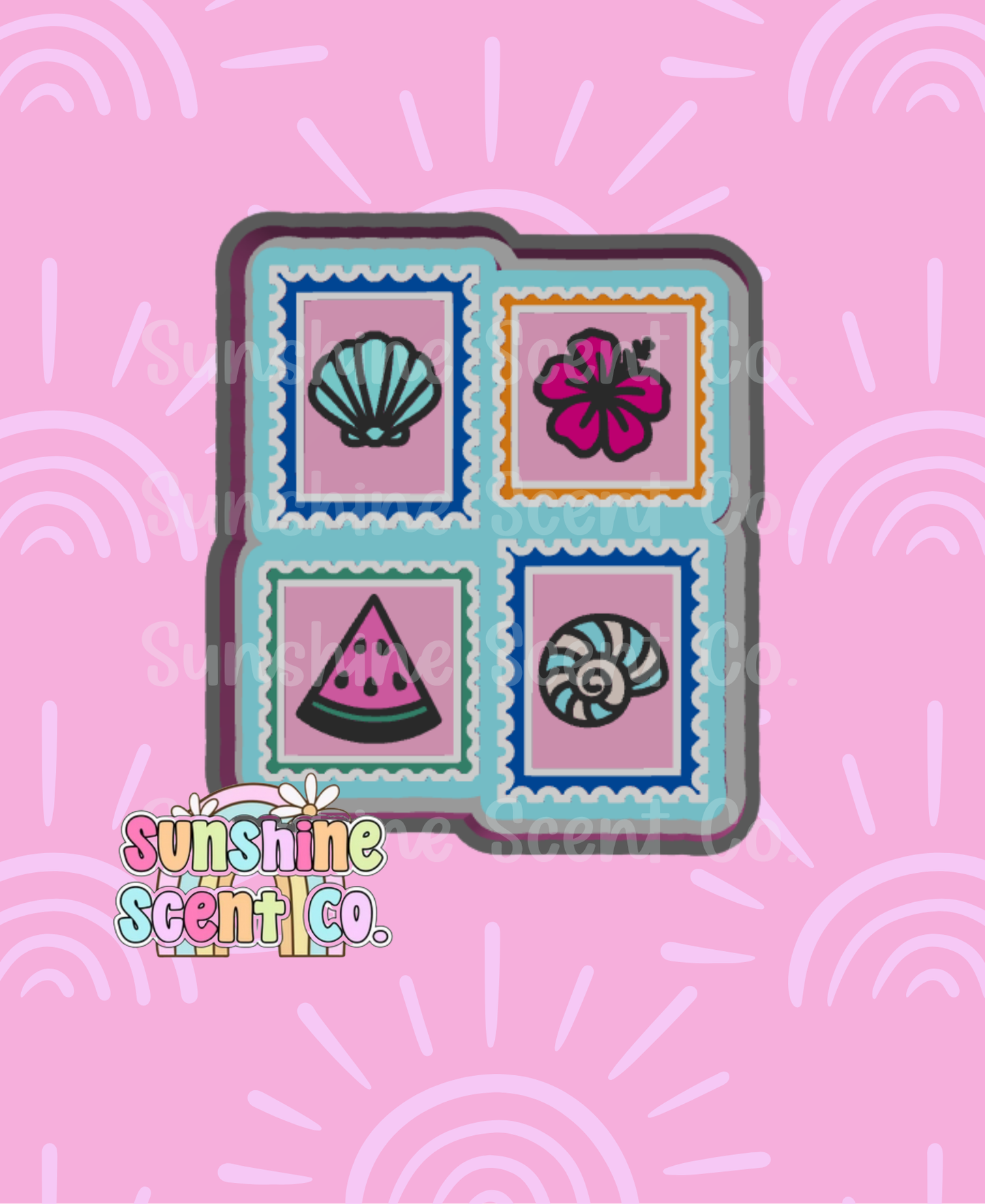 Summer Postage Collage Freshie Mold