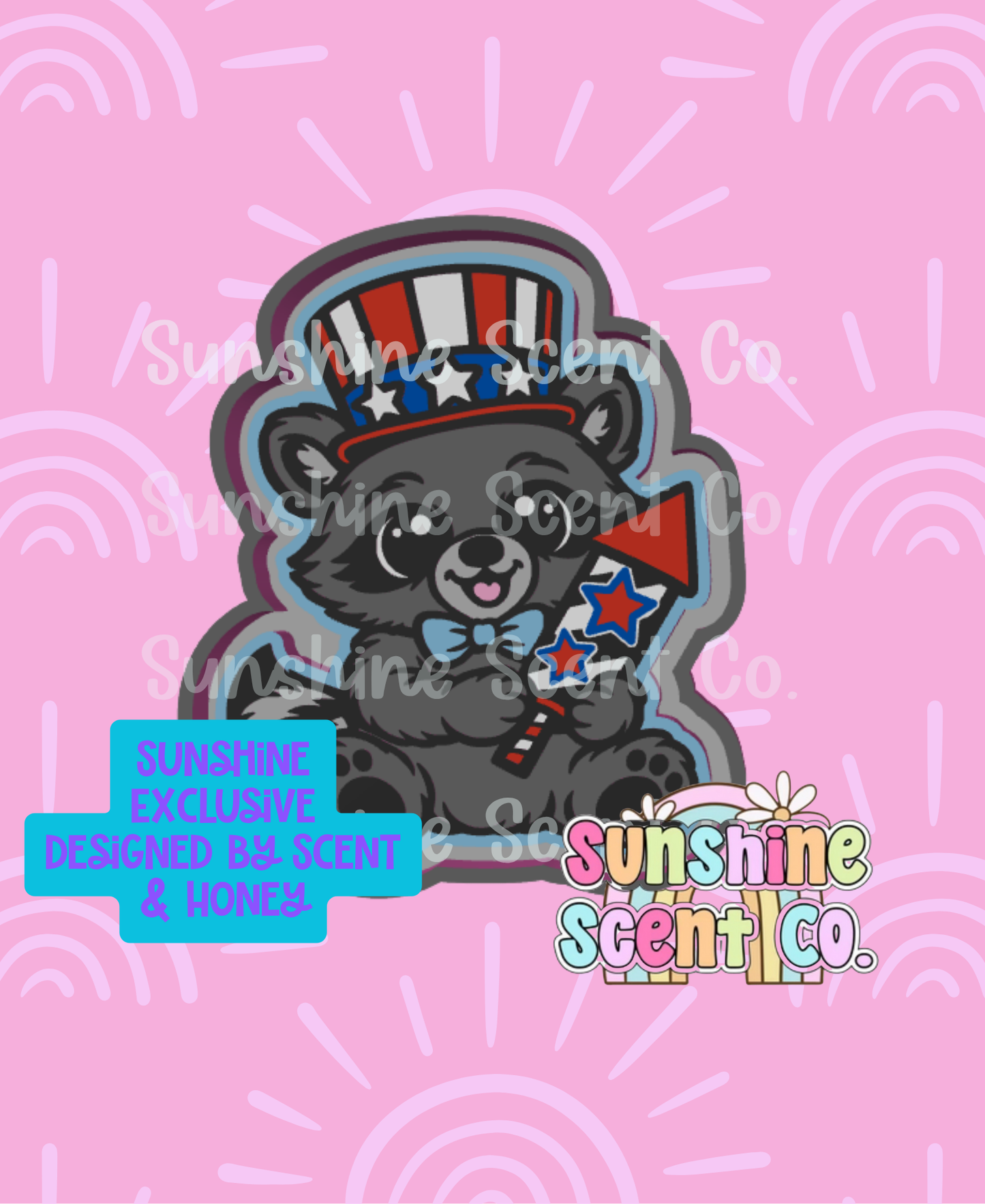 Patriotic Raccoon holding Firecracker Freshie Mold