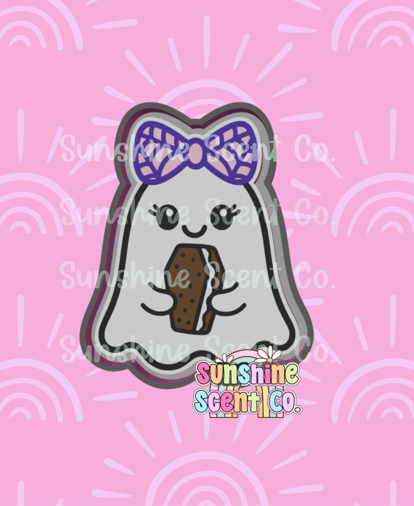 Spooky Ghost with Ice Cream Sandwich Freshie Mold