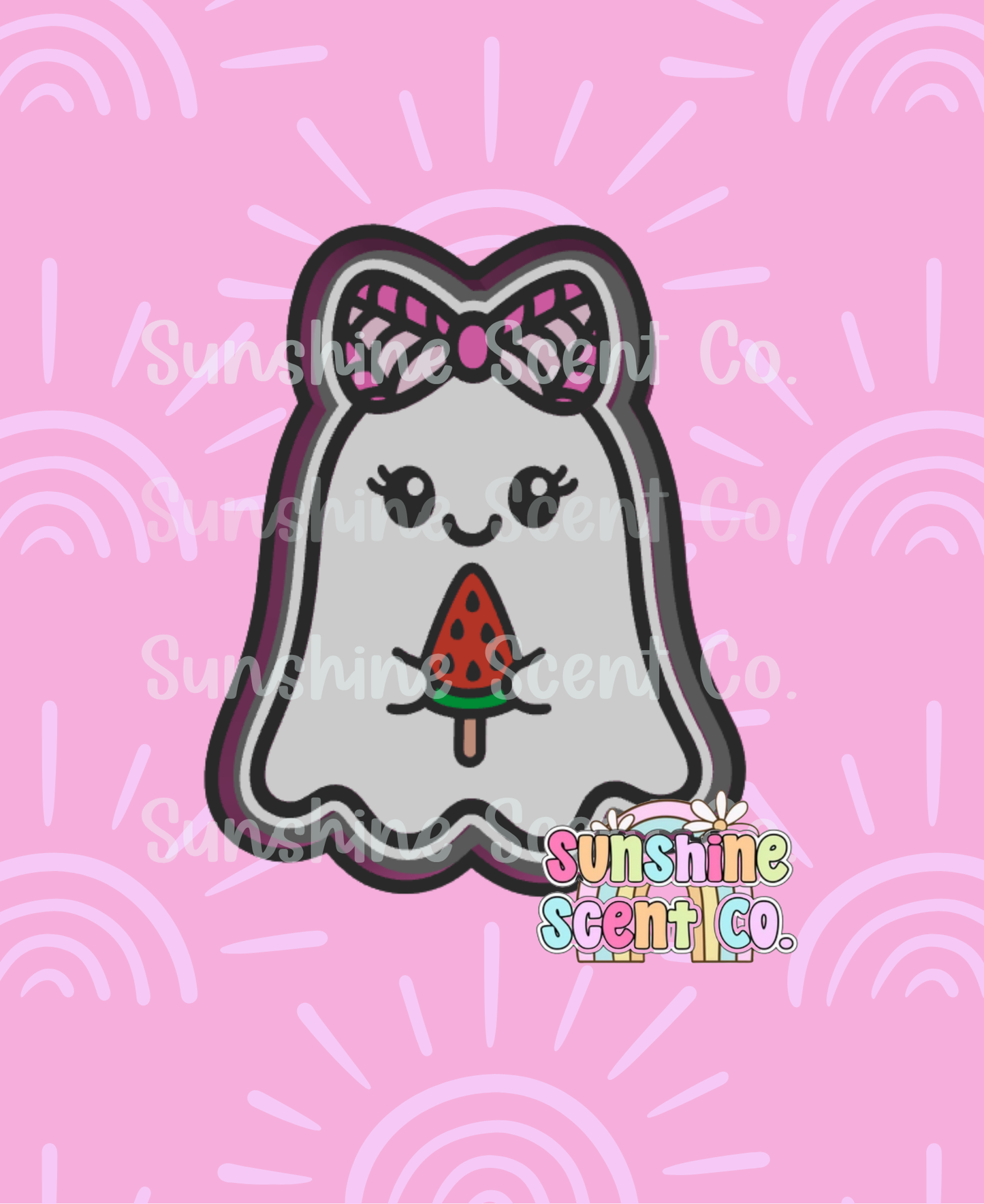 Spooky Ghost with Watermelon Popsicle Freshie Mold