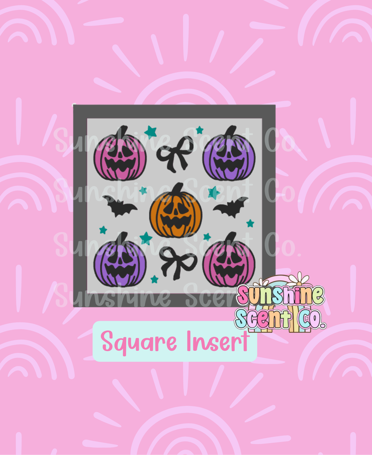 Jack O' Lanterns Bows and Bats 3.5" Square INSERT Freshie Mold
