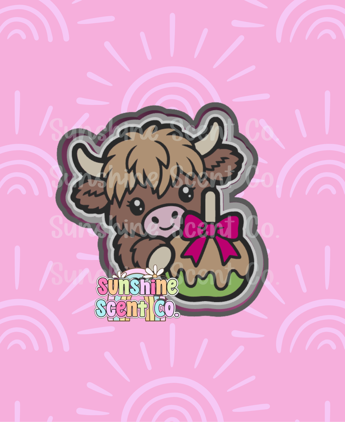Highland Cow with Bow Caramel Apple Freshie Mold