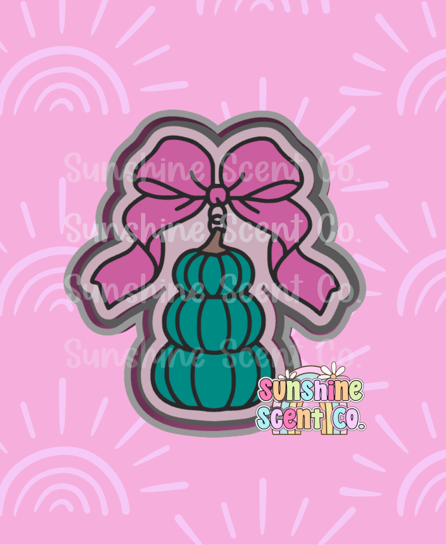 Pumpkin Stack Charm with Bow Freshie Mold