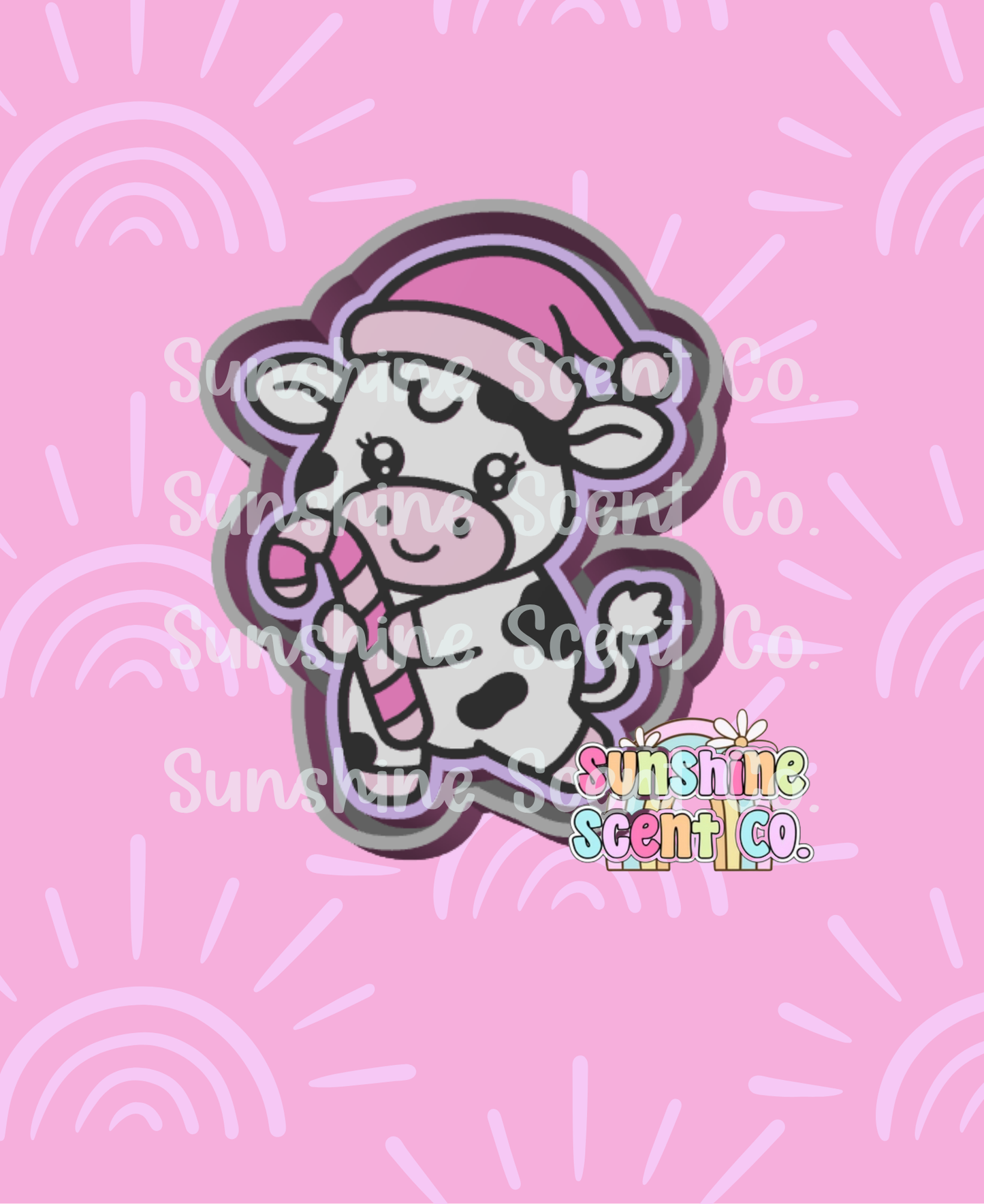 Candy Cane Cow Freshie Mold