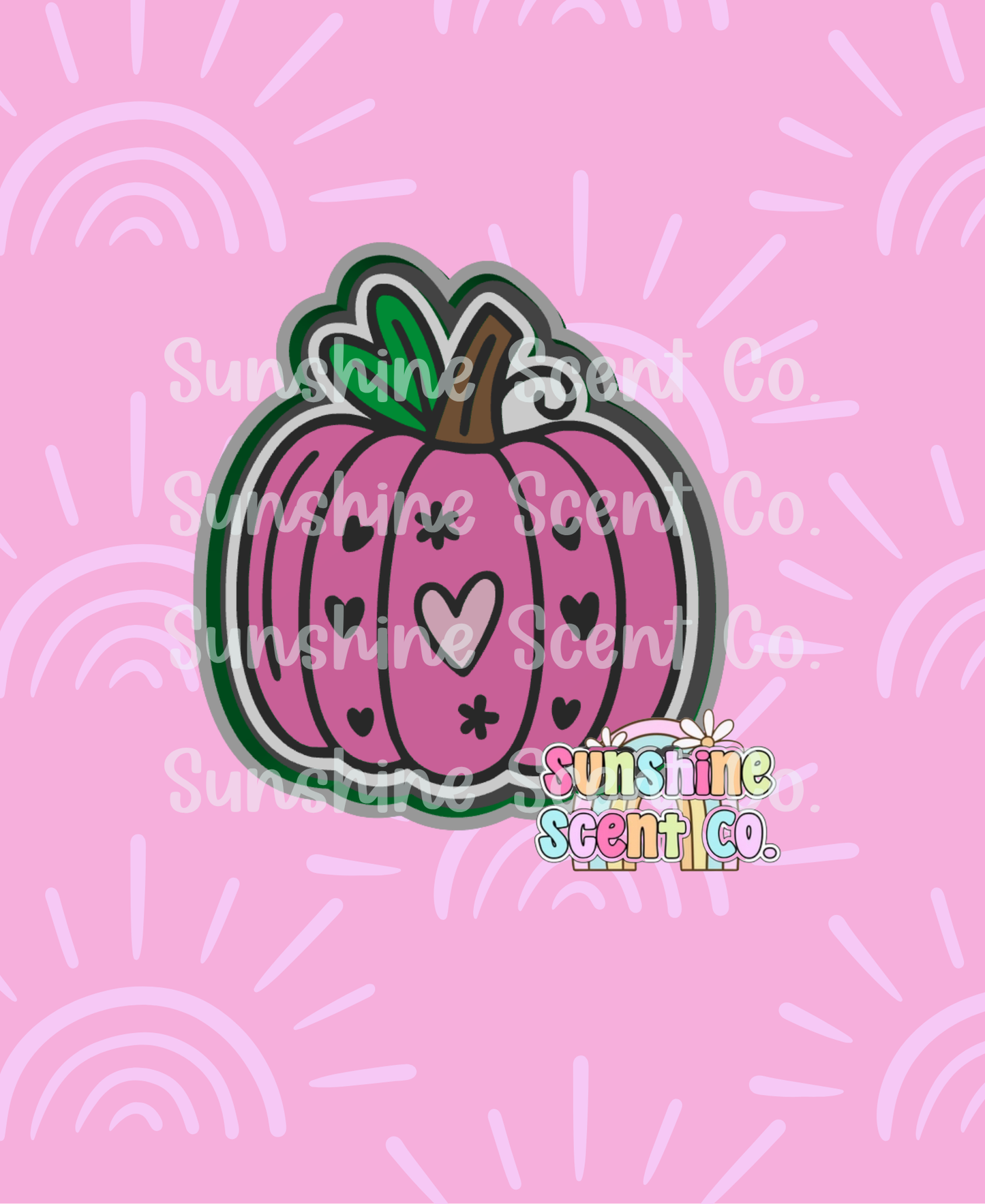 Pumpkin with Sparkles and Hearts Freshie Mold