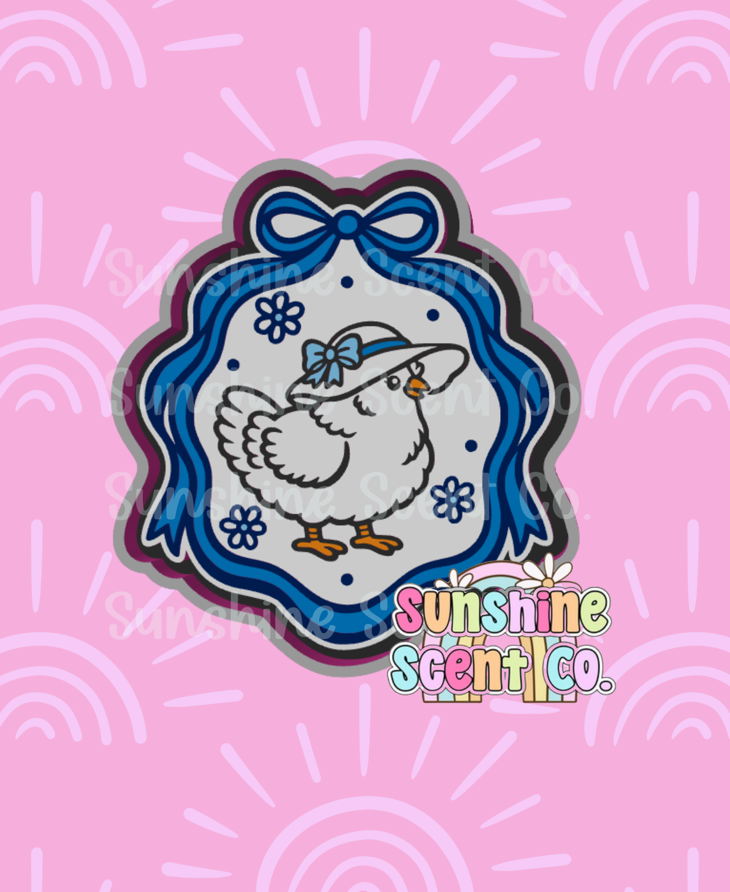 Chicken in Bow Frame Freshie Mold