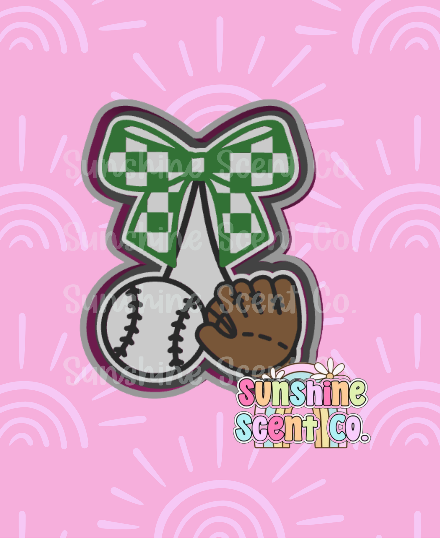 Checkered Bow Baseball and Glove Cherries Freshie Mold