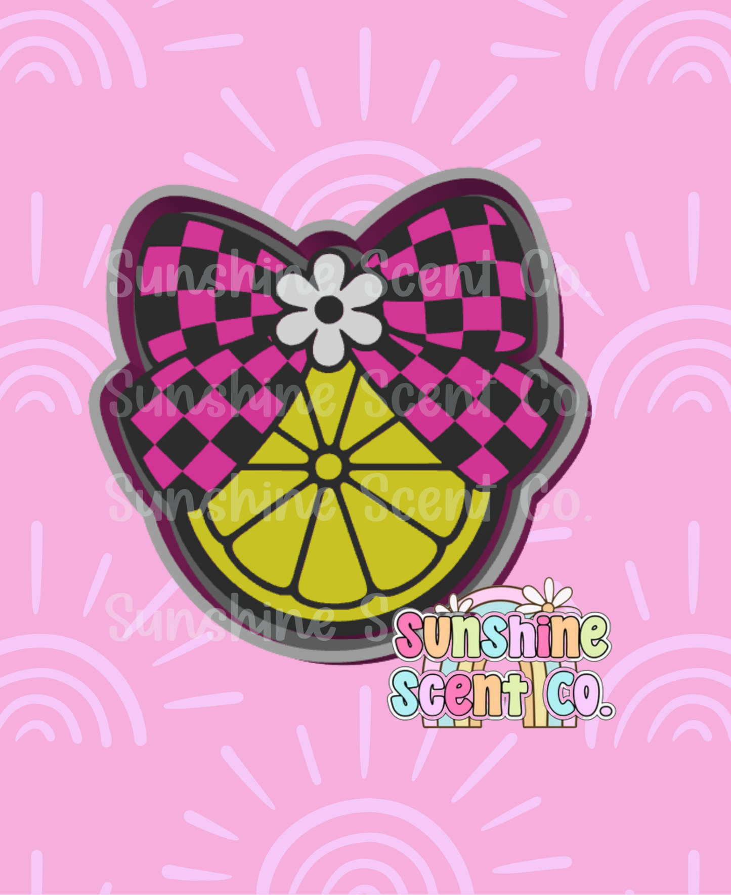 Lemon with Checkered Bow Freshie Mold