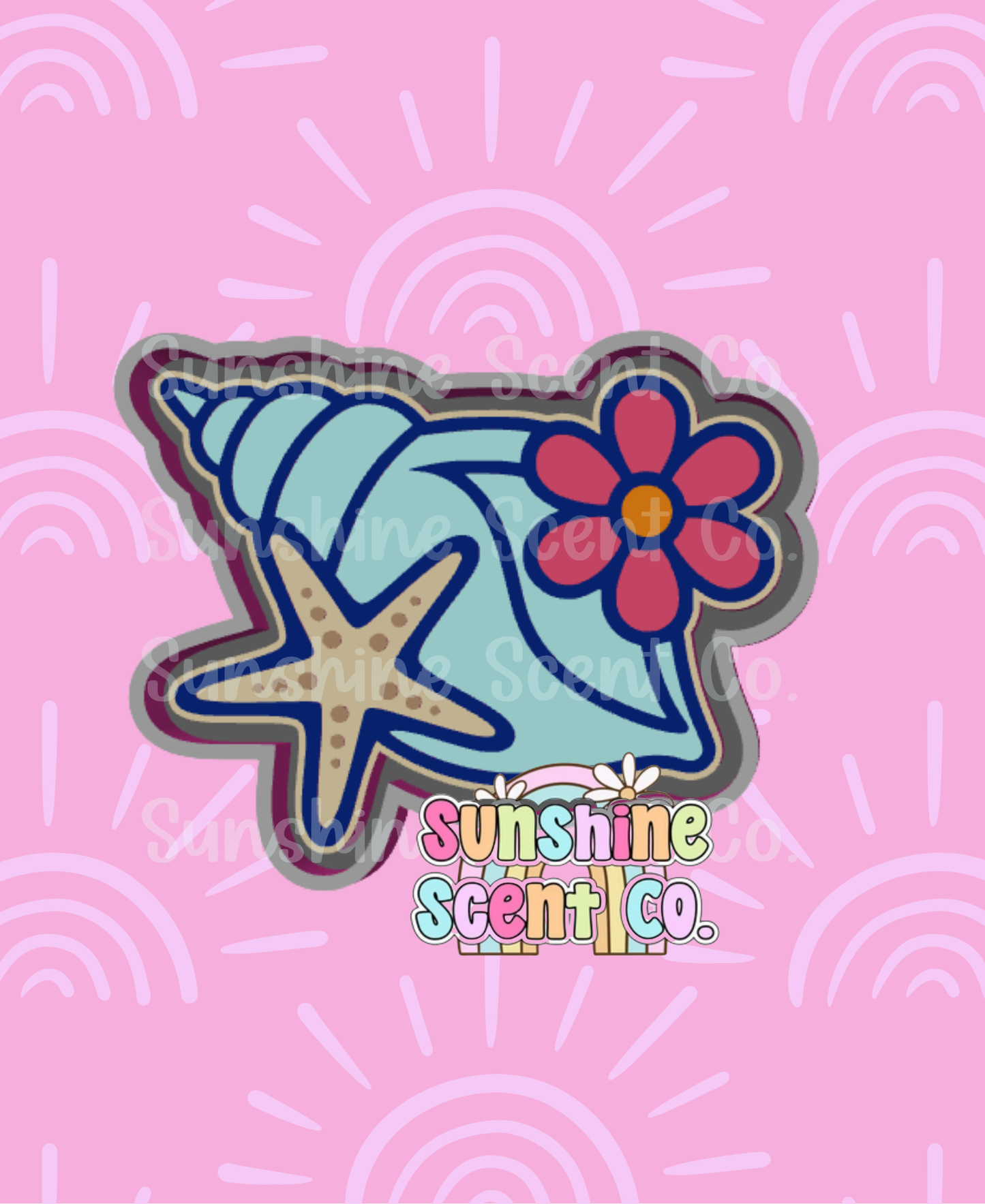 Seashells with Flower and Starfish Freshie Mold
