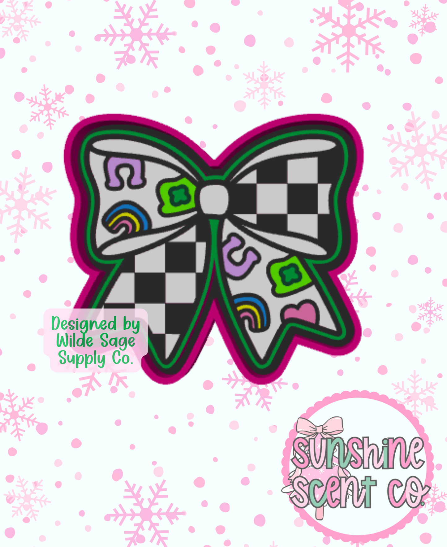Checkered Lucky Marshmallows Bow Freshie Mold
