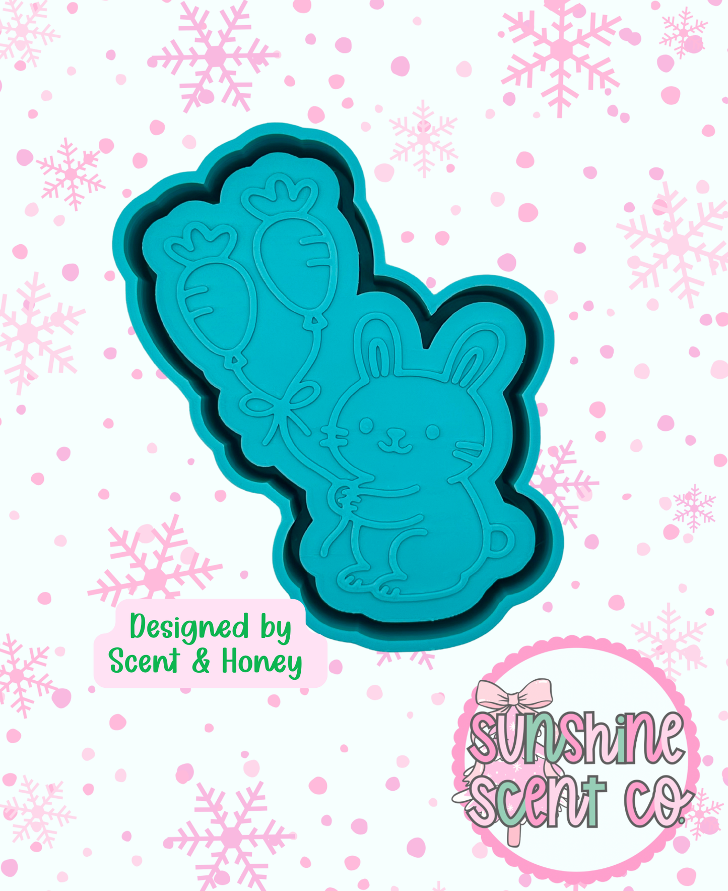 Bunny with Carrot Balloons Freshie Mold