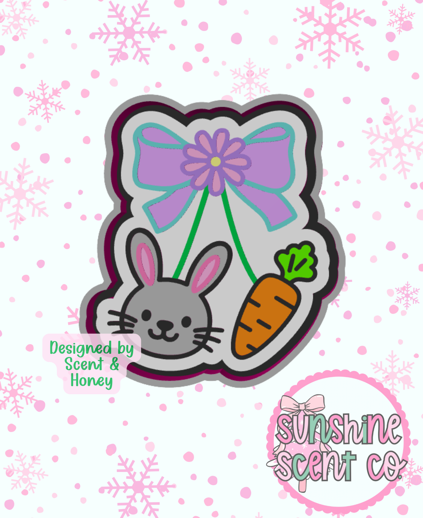 Bunny Carrot Cherries with Bow Freshie Mold