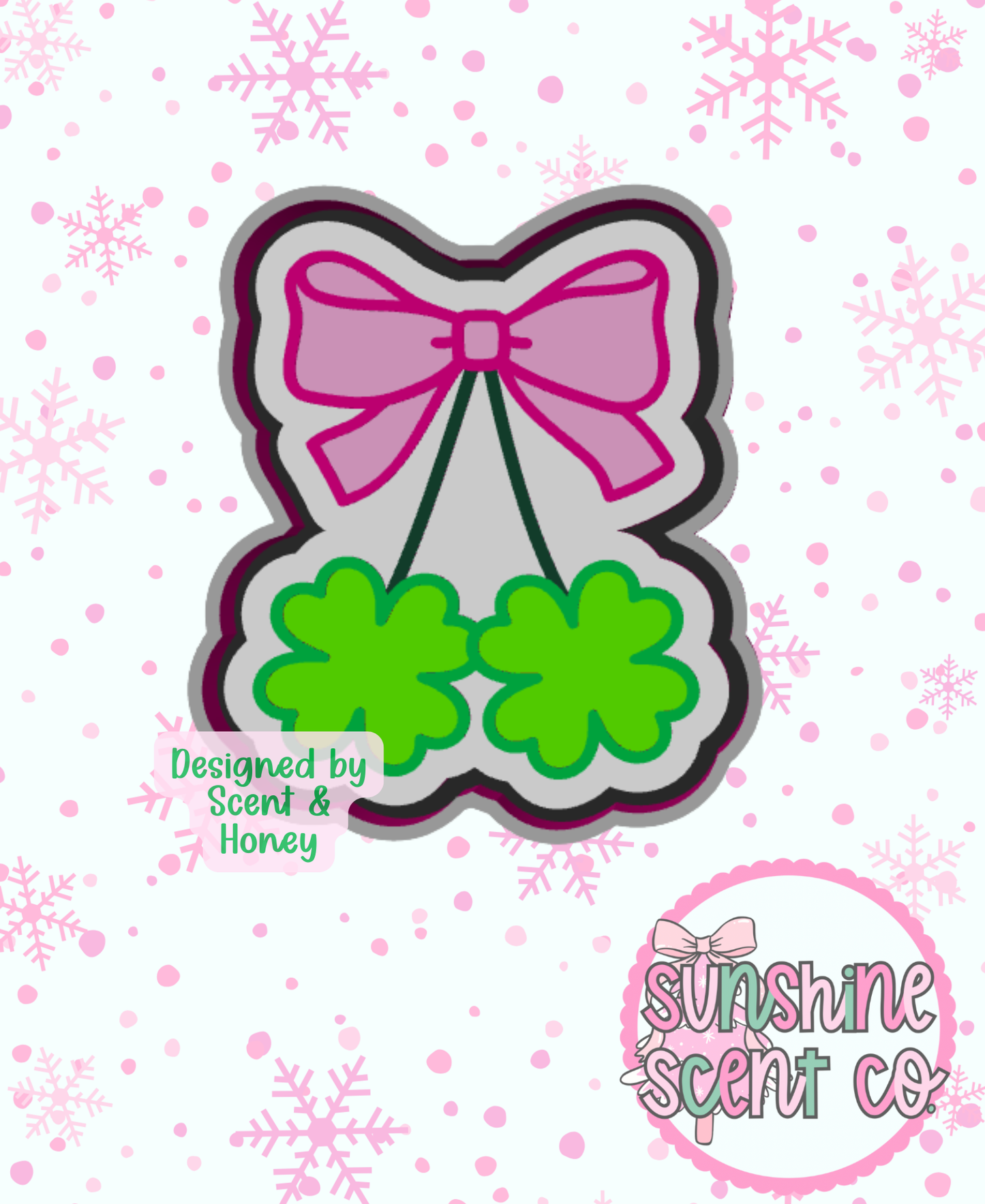 Clover Cherries with Bow Freshie Mold