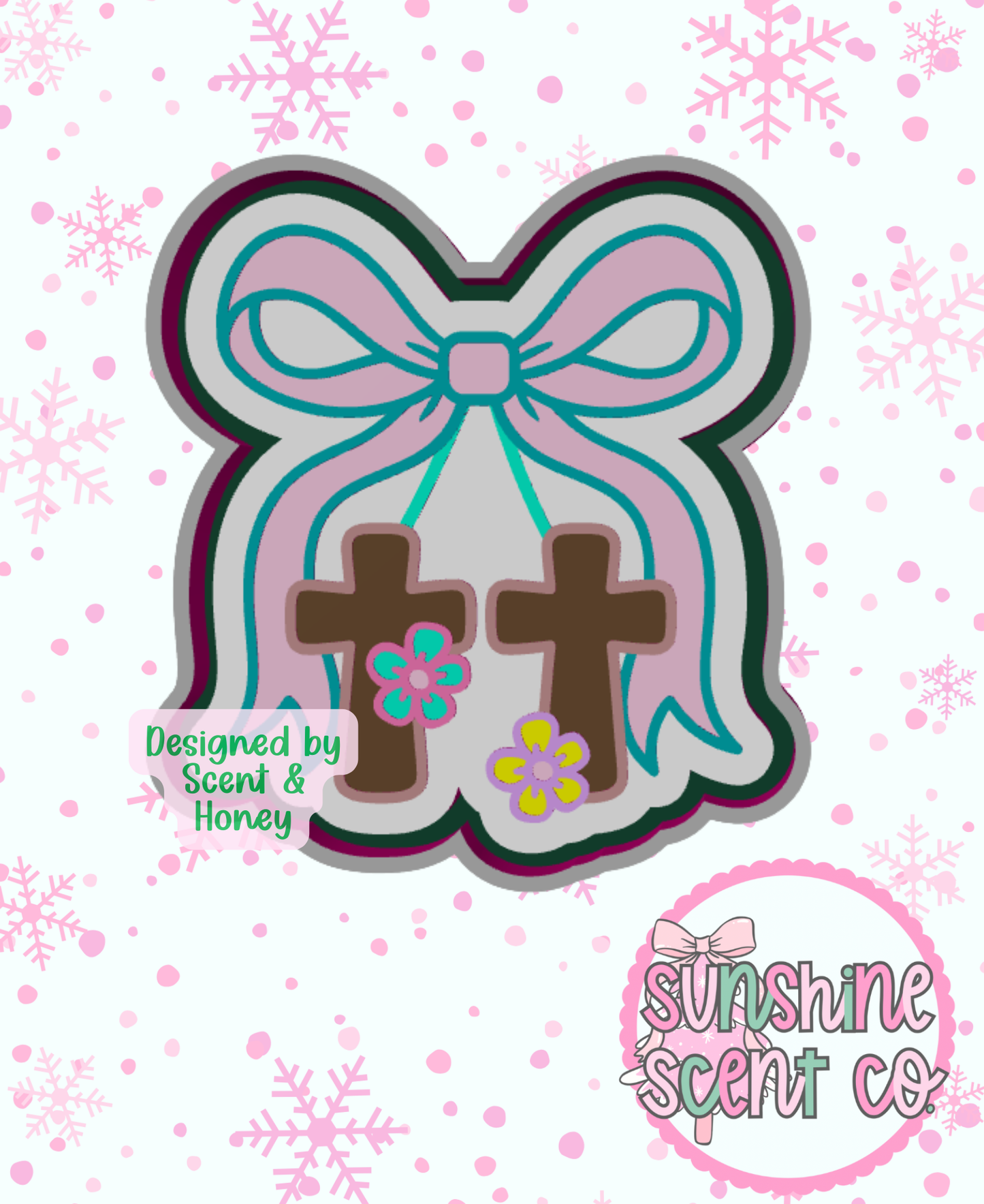 Floral Cross Cherries Freshie Mold