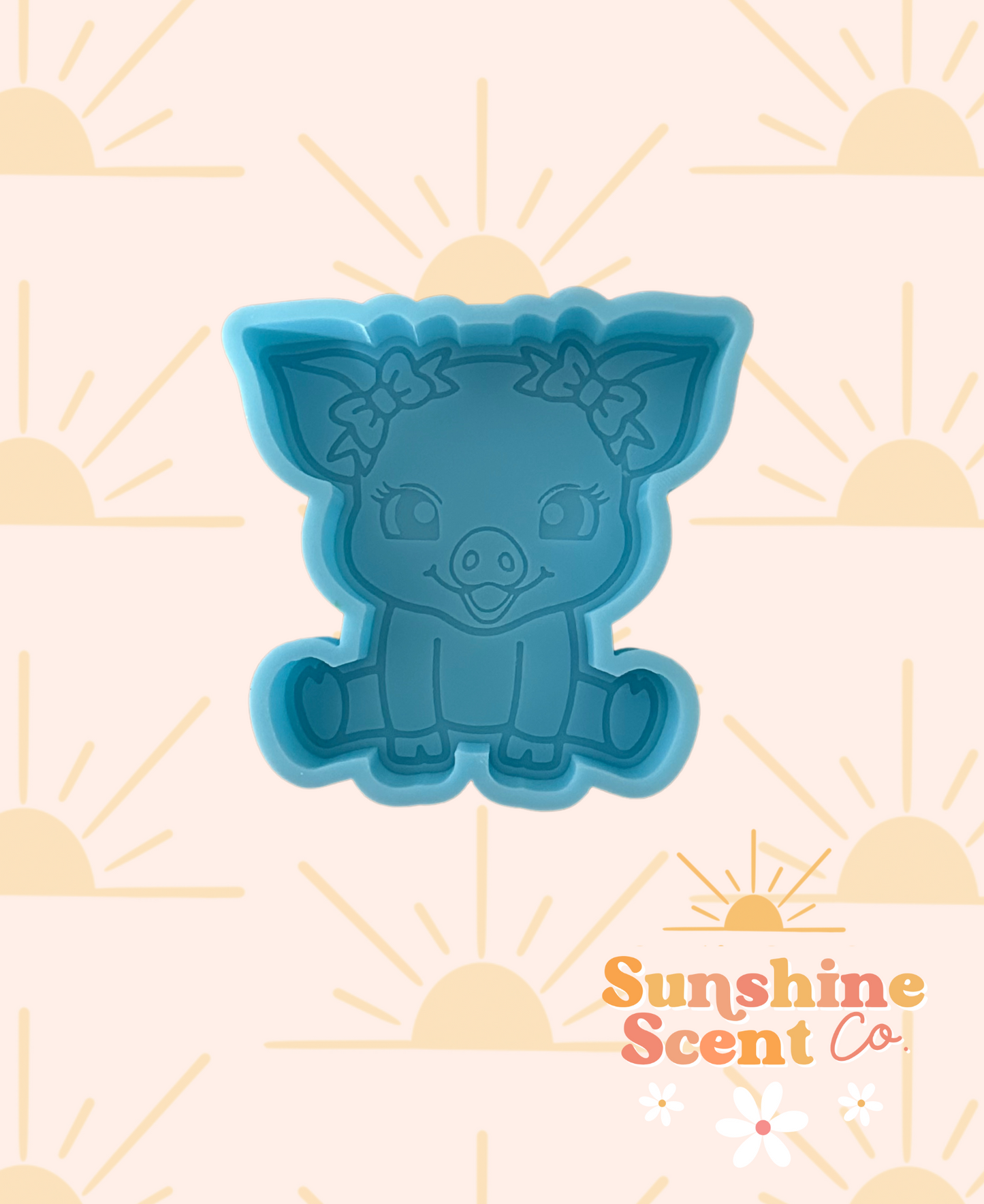 Pig with pigtail bows Silicone Freshie Mold