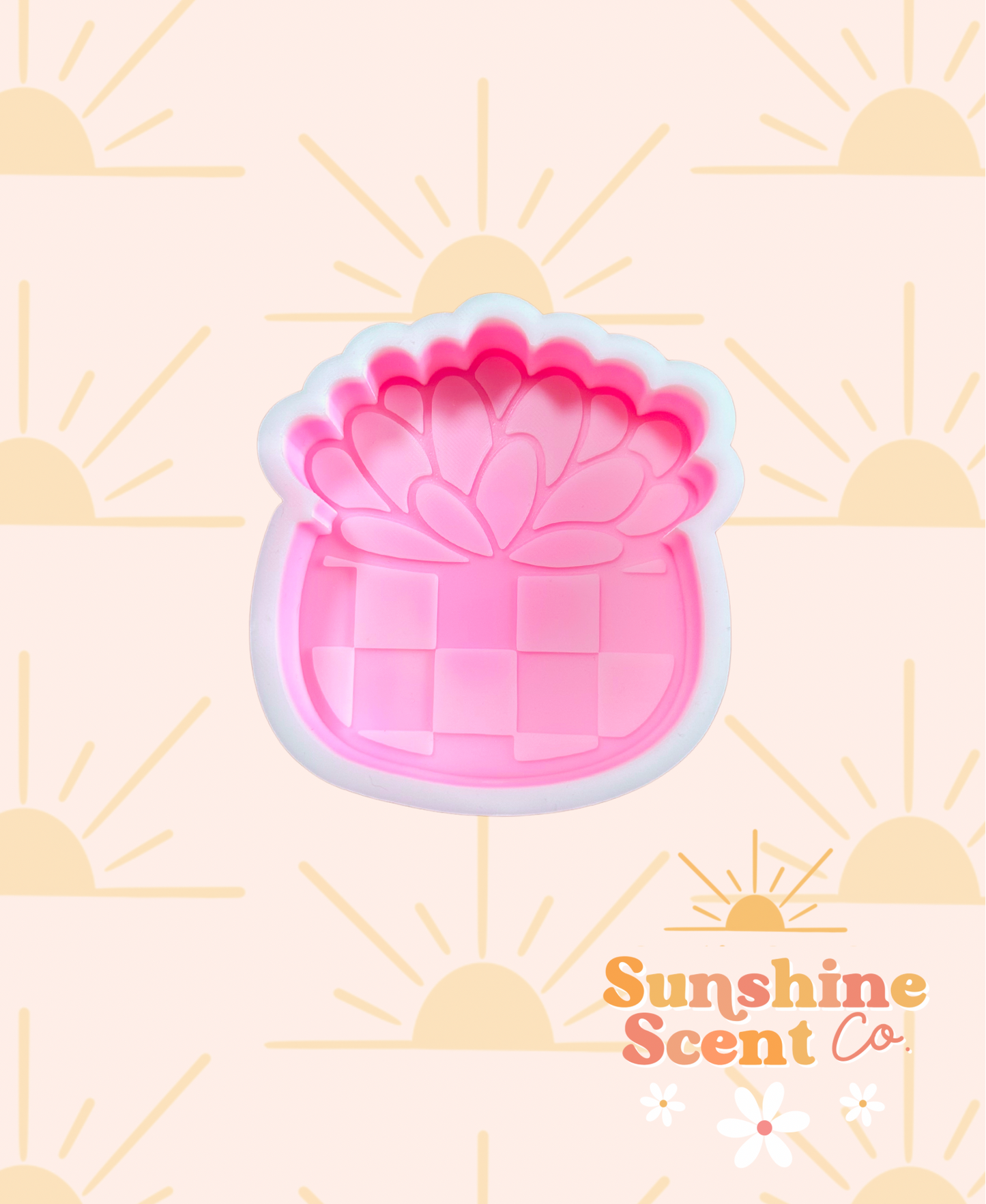 Checkered Round Succulent Silicone Freshie Mold