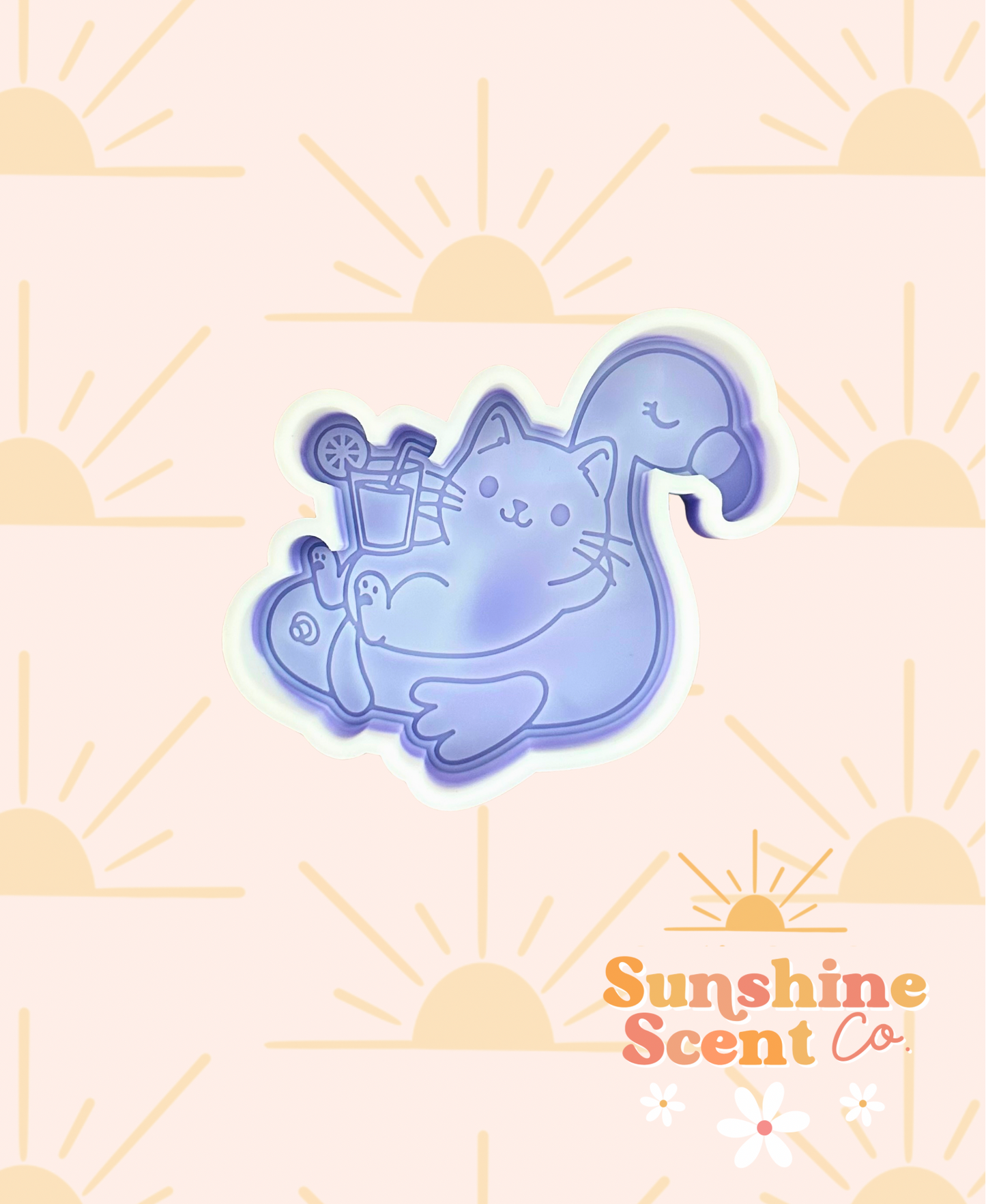 Cat on Flamingo Floatie Silicone Freshie Mold