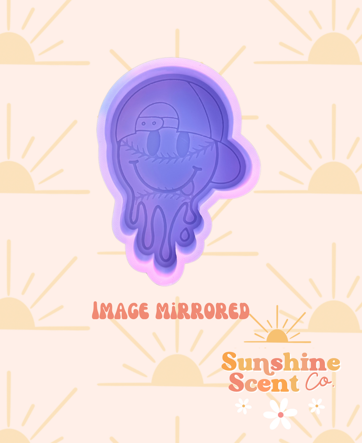 Drip Baseball Smiley with Hat Silicone Freshie Mold