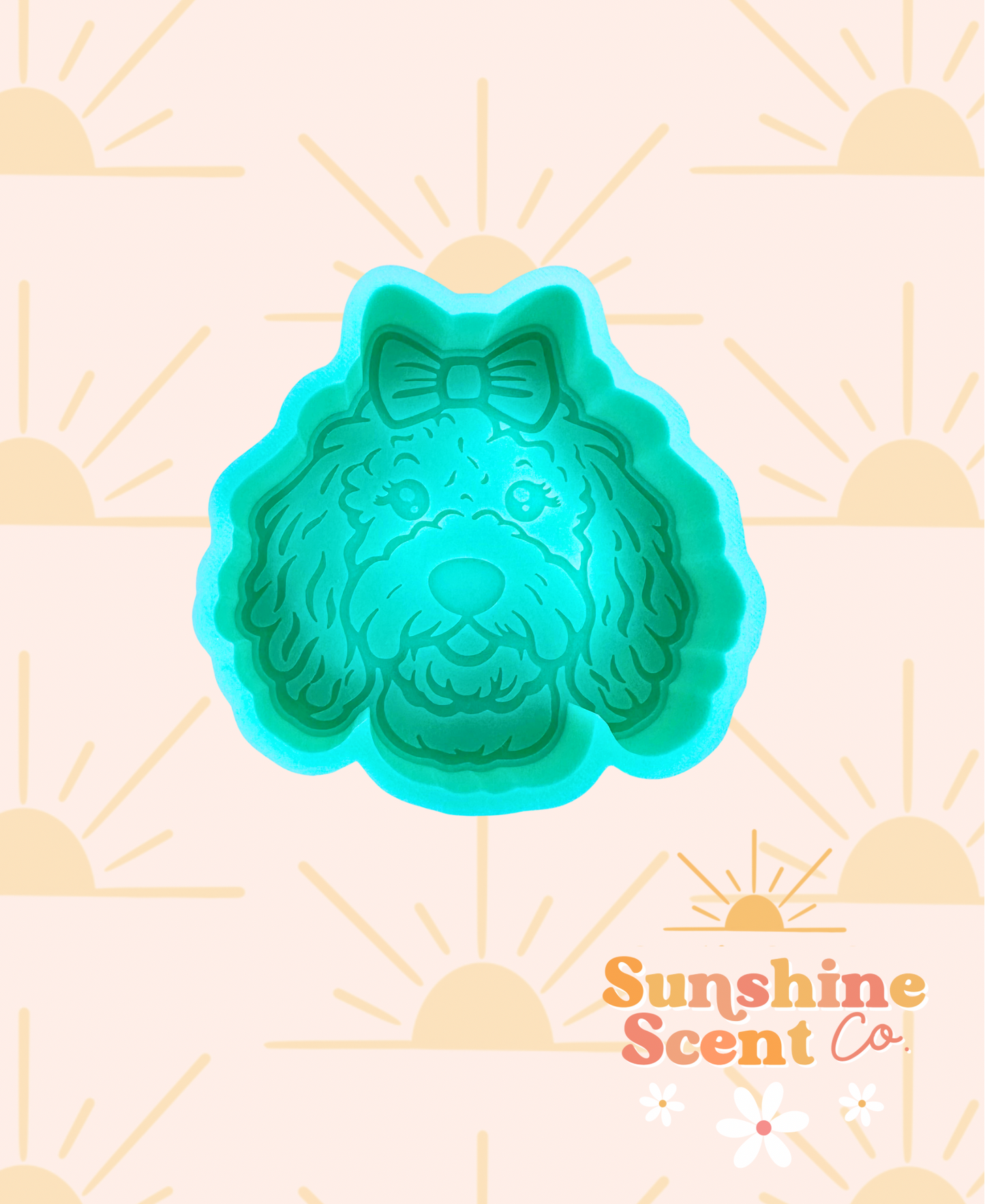 Golden Doodle with Bow Silicone Freshie Mold