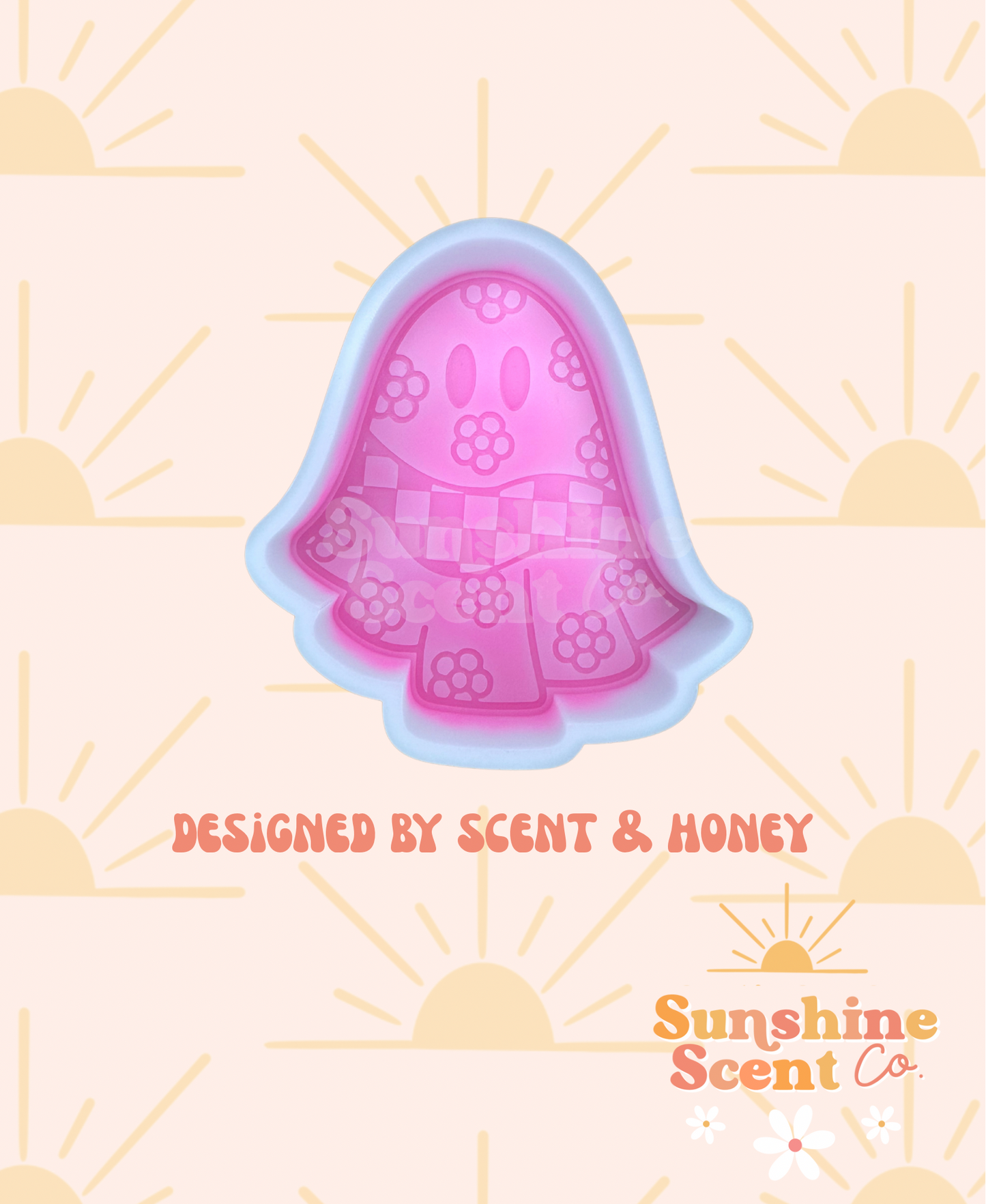 Checkered Floral Ghost Freshie Mold