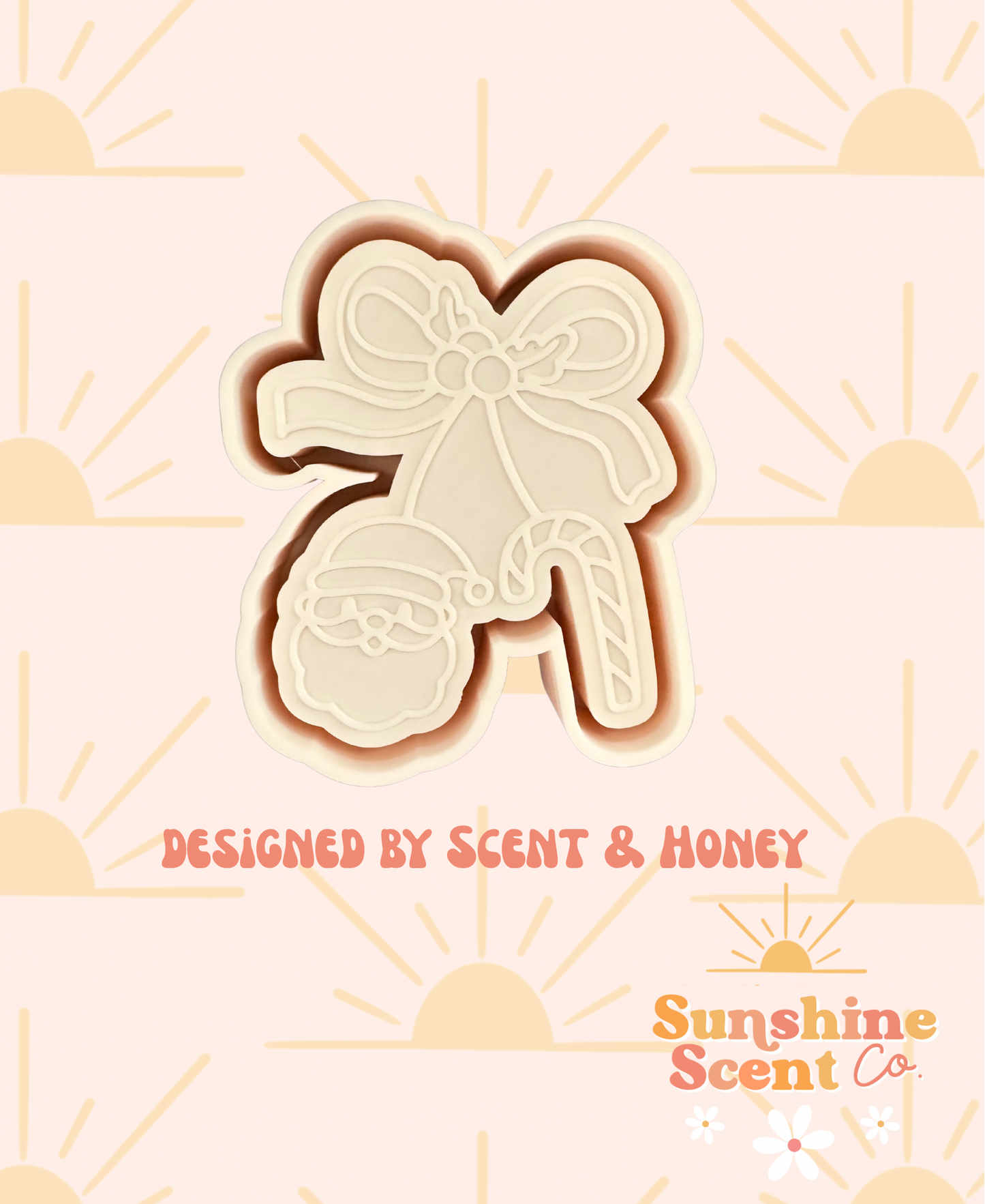 Santa & Candy Cane Cherries with Bow Freshie Mold