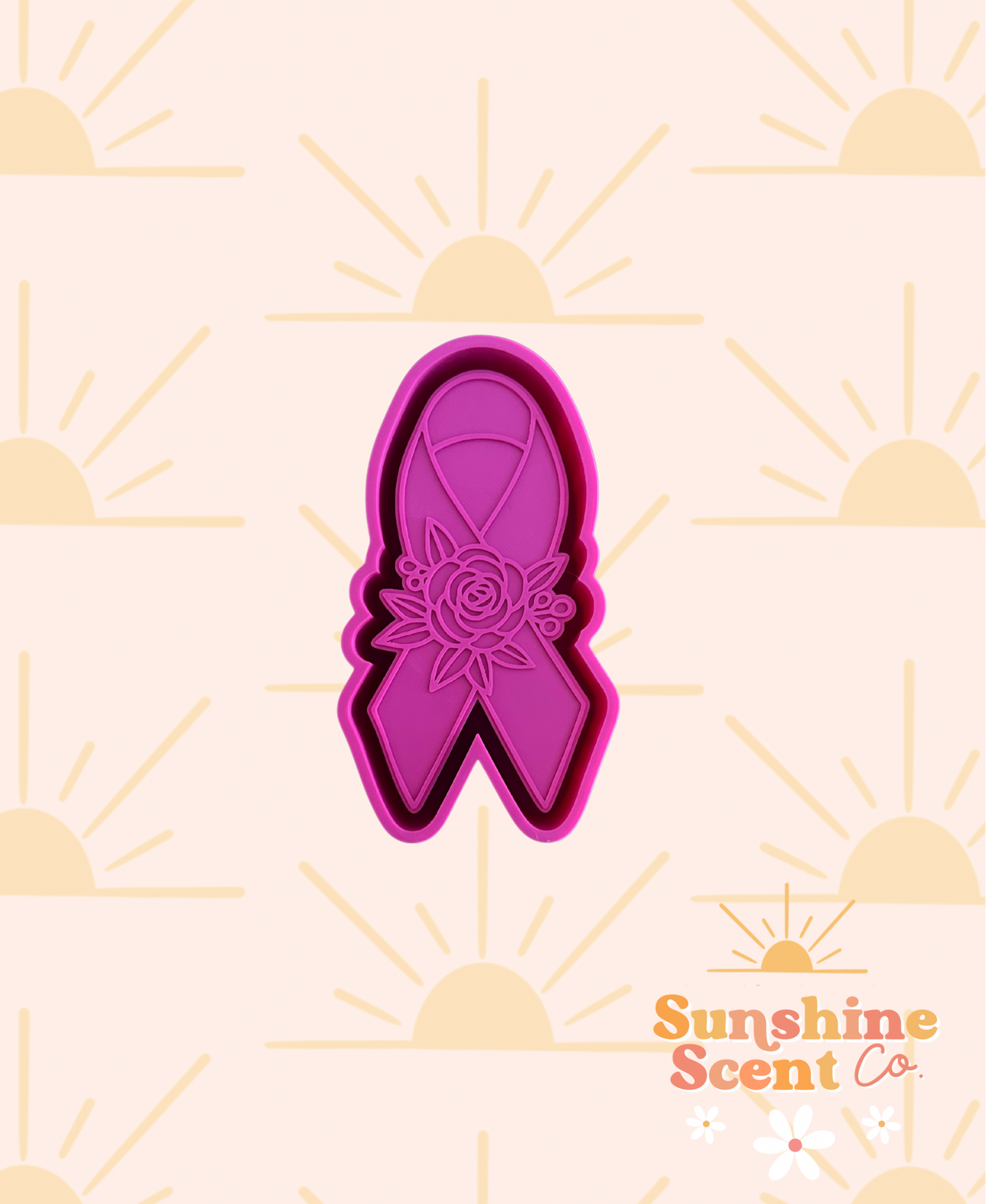 Awareness Ribbon with Flower Freshie Mold