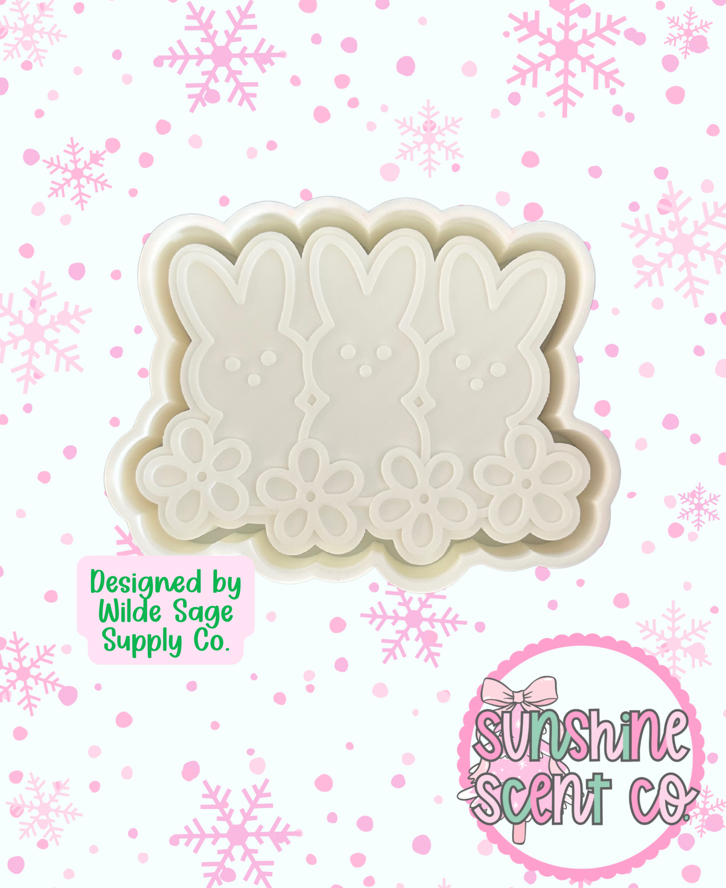 Marshmallow Bunnies with Flowers Freshie Mold