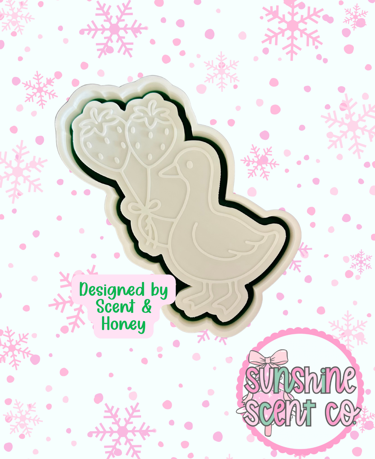 Silly Goose with Strawberry Balloons Freshie Mold