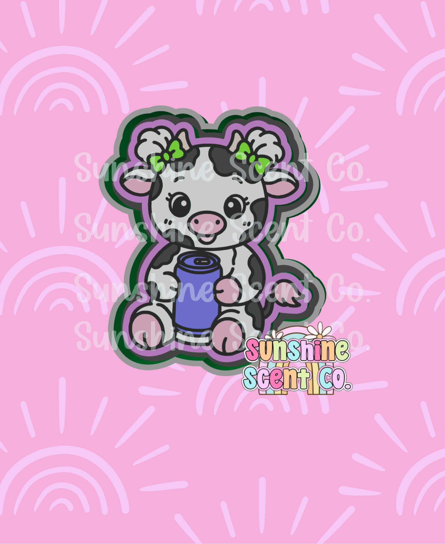 Cow holding Drink Can Freshie Mold