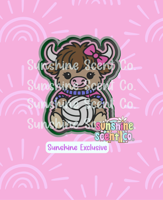 Highland Cow holding Volleyball Freshie Mold