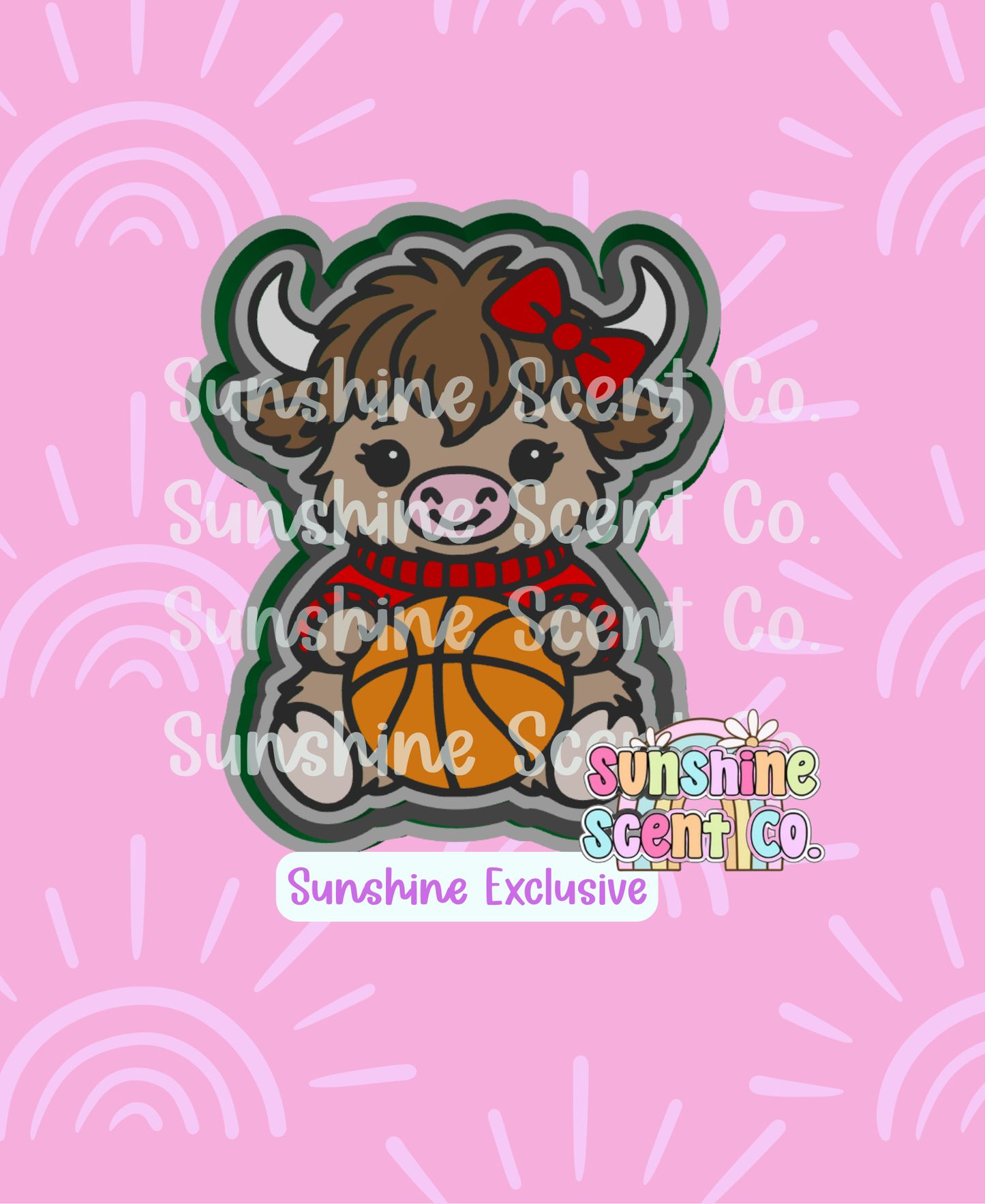 Highland Cow holding Basketball Freshie Mold