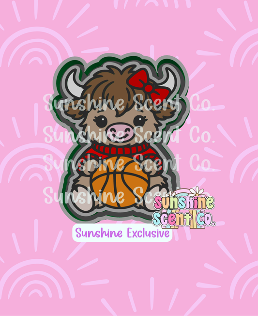 Highland Cow holding Basketball Freshie Mold