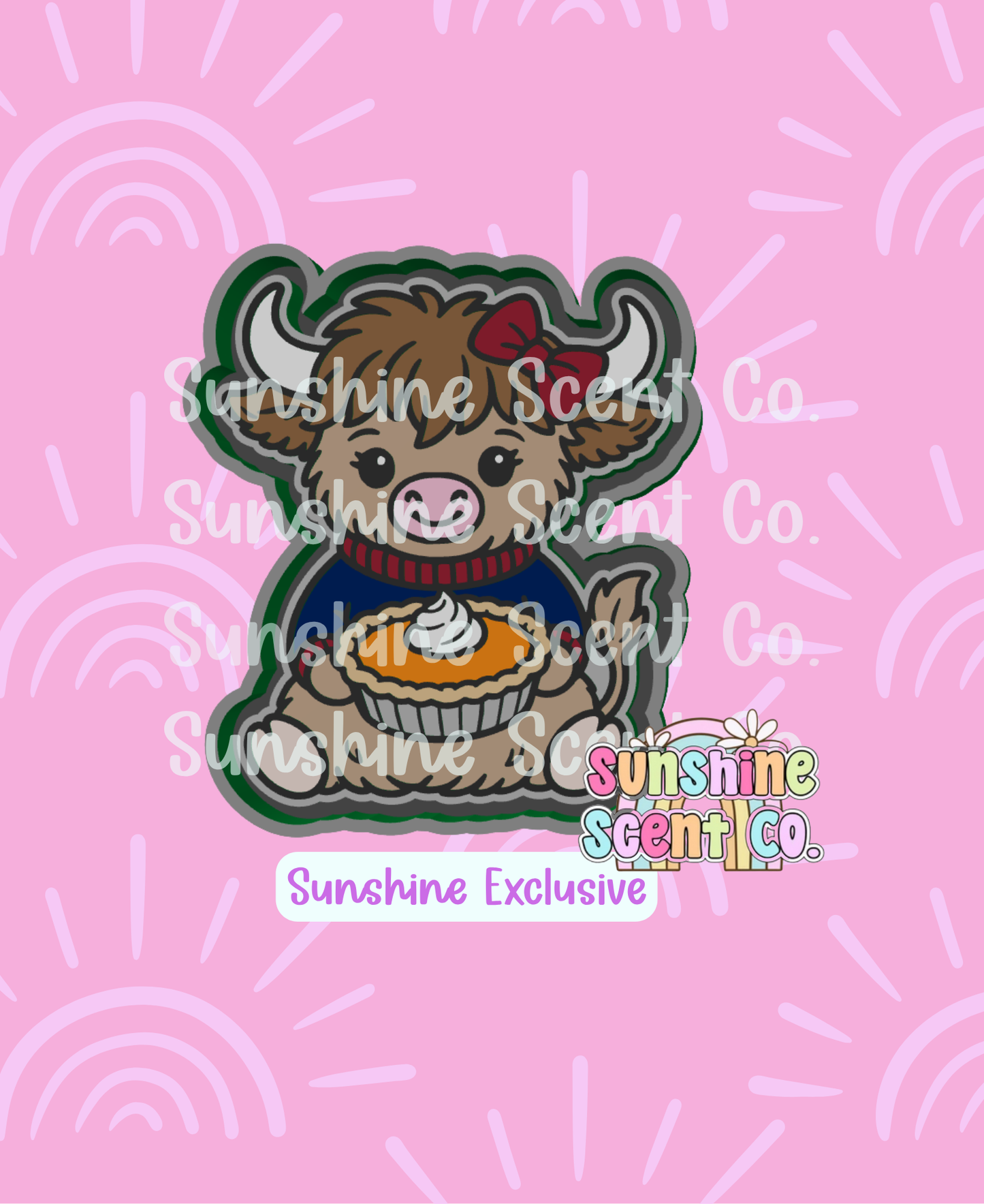Highland Cow with Pumpkin Pie Freshie Mold