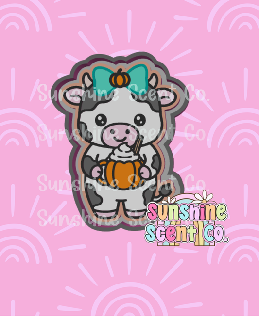 Cow Holding Pumpkin Spice Mug Freshie Mold