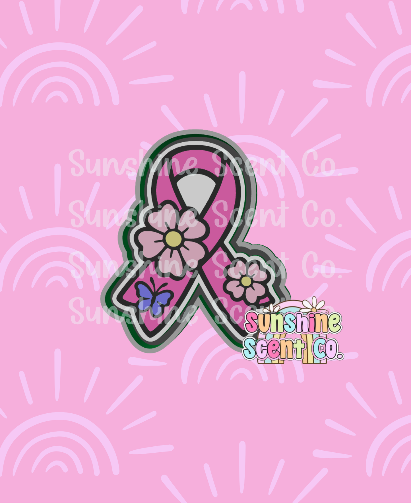 Awareness Ribbon with Flowers and Butterfly Freshie Mold