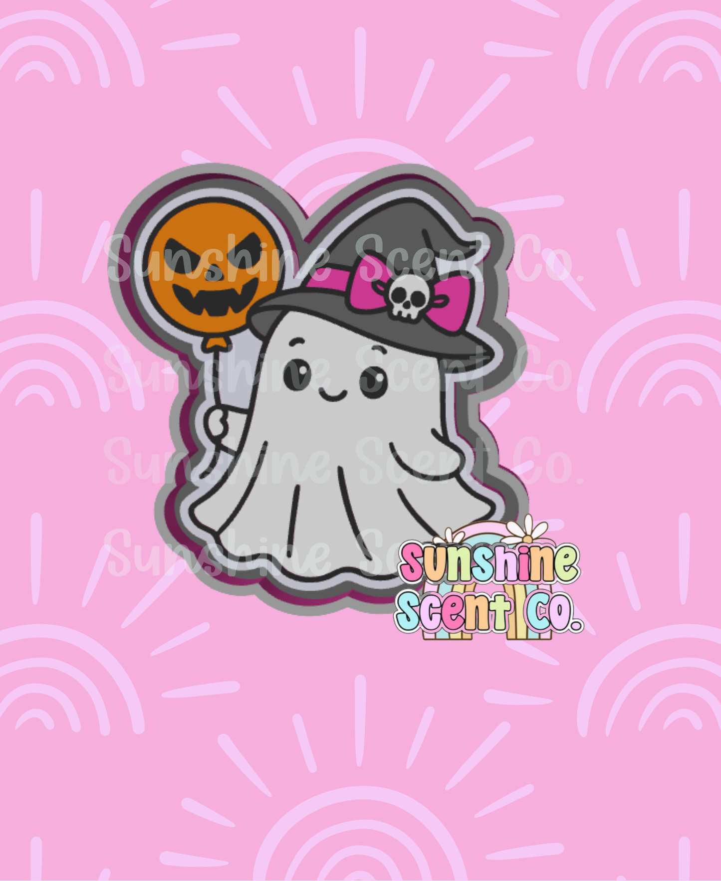 Ghost with Spooky Balloon Freshie Mold