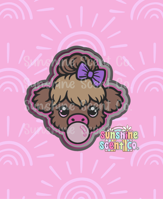 Bubble Gum Highland Cow Freshie Mold