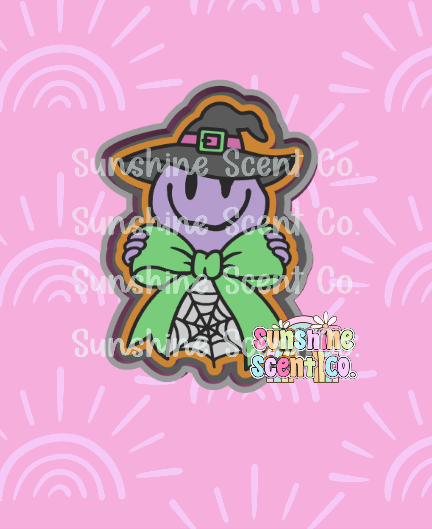 Spooky Halloween Happy Face holding Bow Freshie Mold