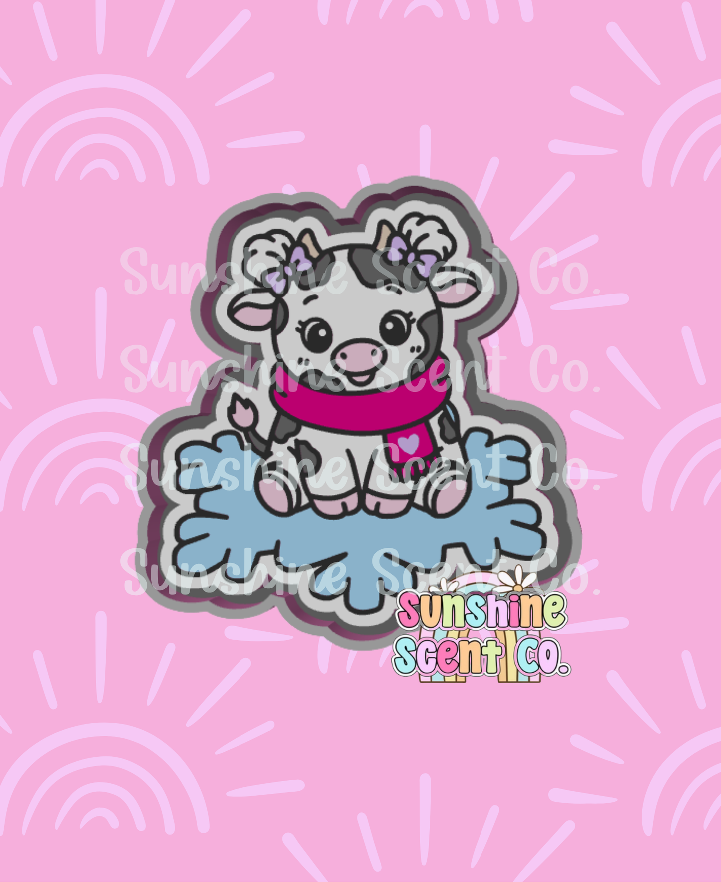 Cow on Snowflake Freshie Mold