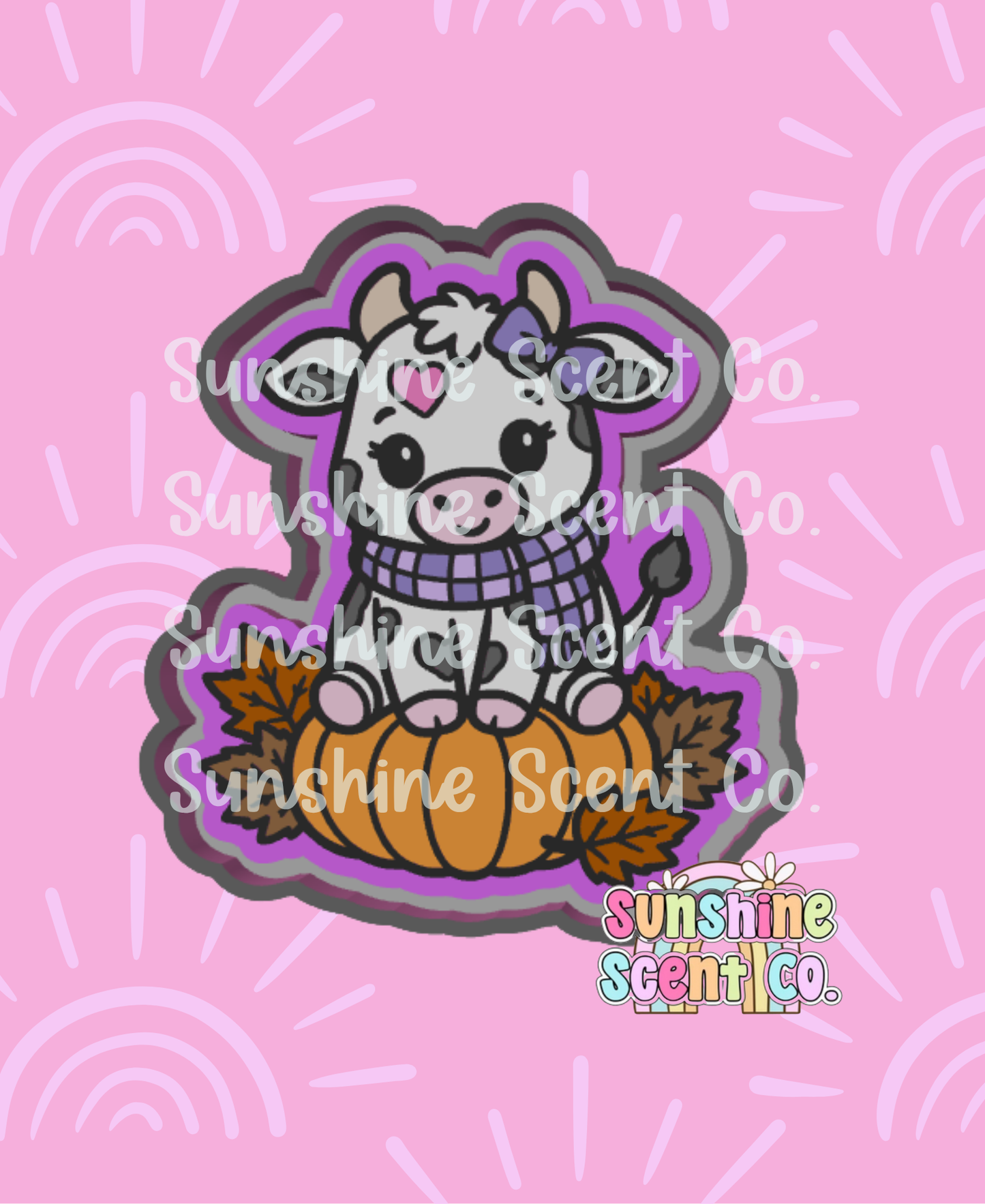 Fall Cow on Pumpkin Freshie Mold