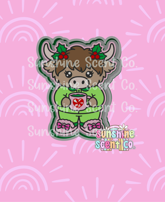 Highland Cow in Christmas Pajamas Freshie Mold