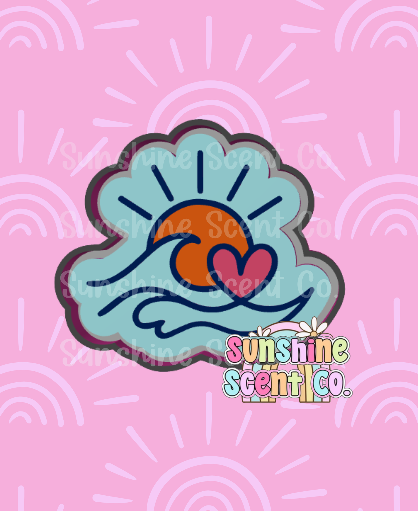 Sunset Heart Wave Freshie Mold