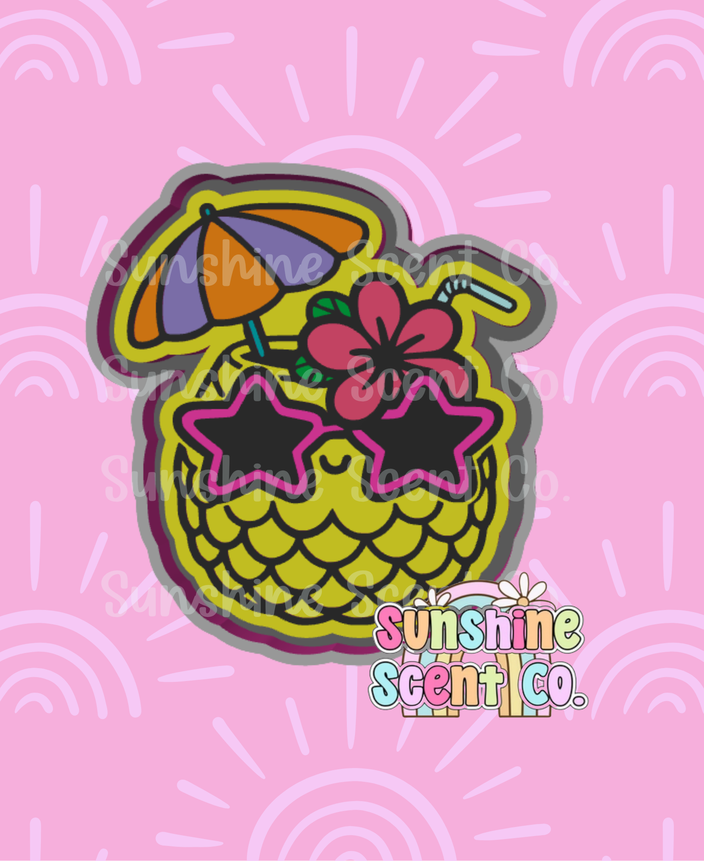 Pineapple Drink with Star Glasses Freshie Mold
