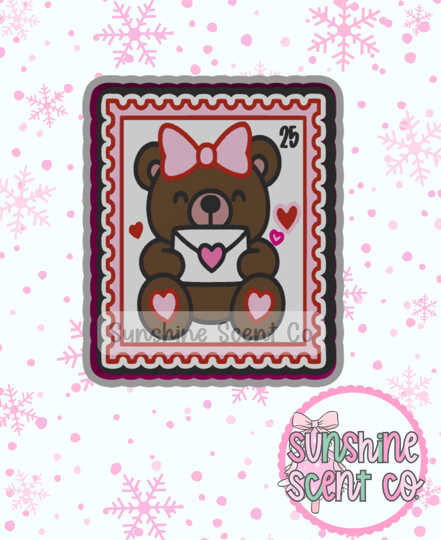 Valentine's Bear Postage Stamp Freshie Mold
