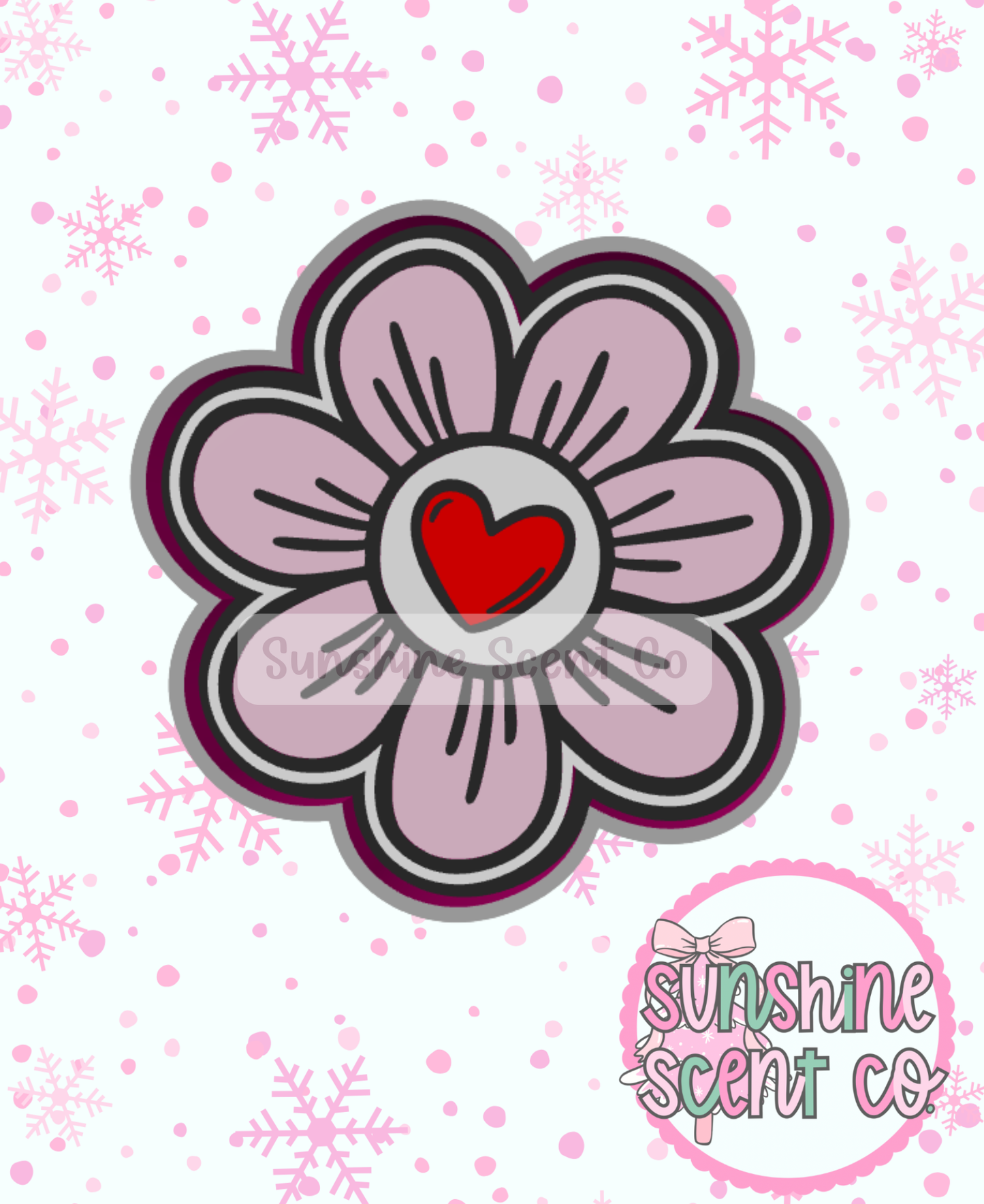 Heart Center Flower Freshie Mold