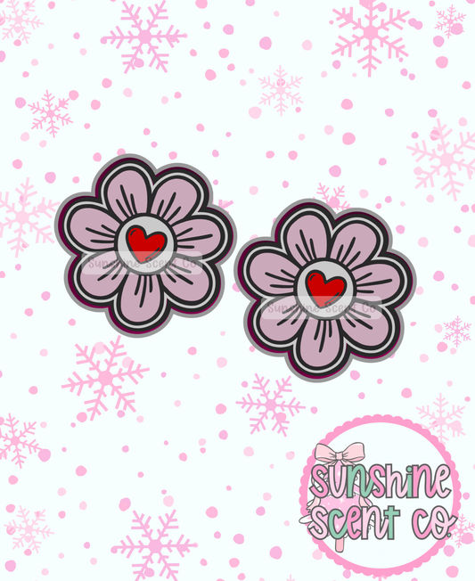 Heart Center Flower Vent Clip Freshie Molds- Set of 2