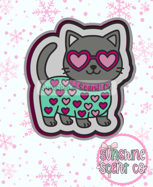Valentine's Cat Freshie Mold