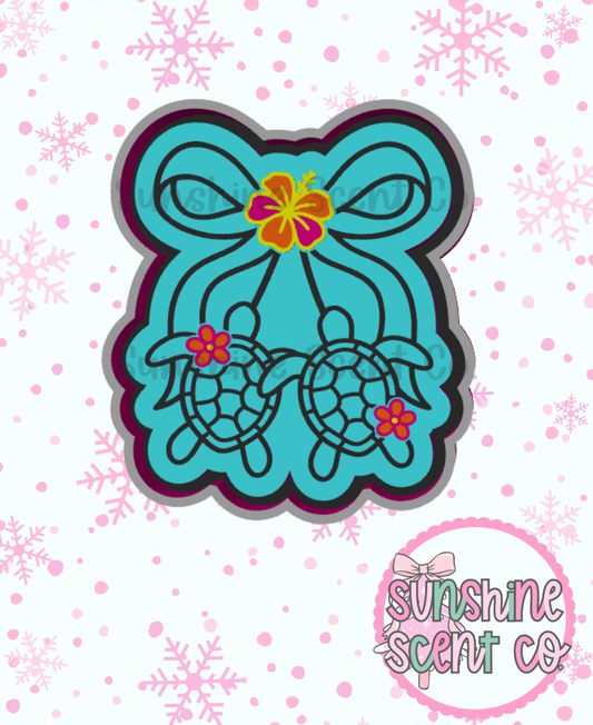 Sea Turtle Cherries with Hibiscus Flower Freshie Mold